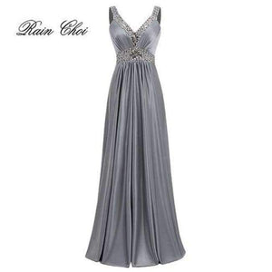 Planet Gates gray / 2 Women Sleeveless Sexy A-Line Elegant Wedding Party Formal Gowns Long Evening Dress 2018