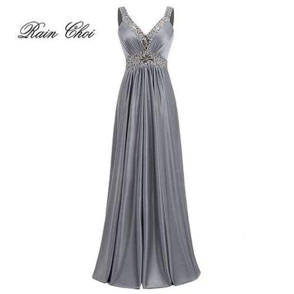 Planet Gates gray / 2 Women Sleeveless Sexy A-Line Elegant Wedding Party Formal Gowns Long Evening Dress 2018