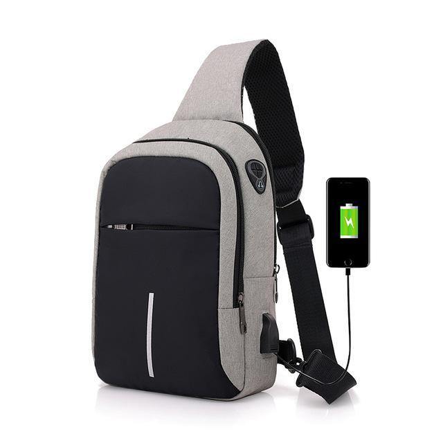 Planet Gates Men Chest Bags USB Charging Waterproof Oxford Crossbody Bags Small Sling Single Shoulder Bags Travel Chest Pack Male