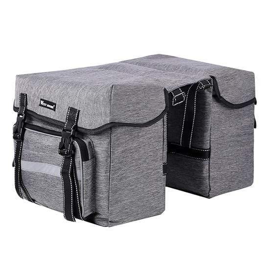 Planet Gates Gray 25L Bicycle Bags Cycling Rear Double Side Travel Bag Tail Seat Pannier Bicycle Luggage Carrier Bike Rack Trunk Bag
