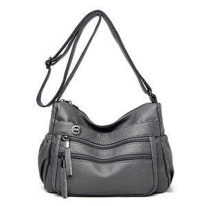 Quality Soft Leather Luxury Handbags Women Bags Designer Double Zippers Shoulder Crossbody