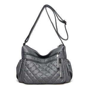 Women Leather Messenger Bag Luxury Lattice Handbags Designer High Quality Female Vintage