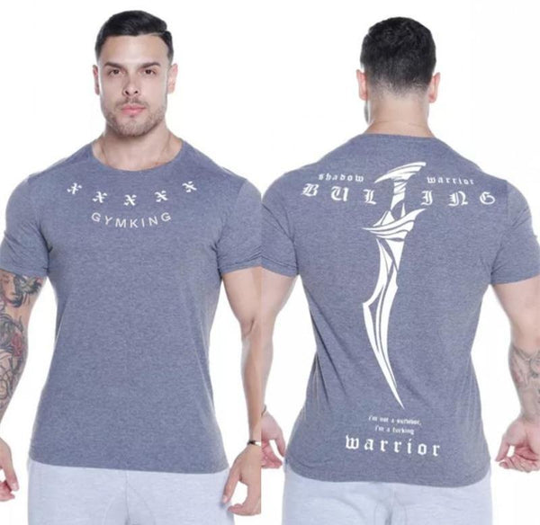 Men Fitness T-shirt Short Sleeve Cotton T Shirt Muscle Man Summer Casual Fashion Creativity Print Tee Tops High Street Clothing
