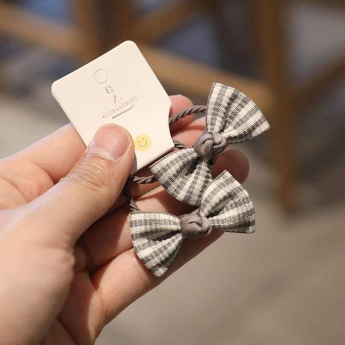 2PCS New Cute Fabric Stripe Bowknot Hair Circle Elastic Hair Bands Girls Women Barrette Hair Accessories Princess Headwear