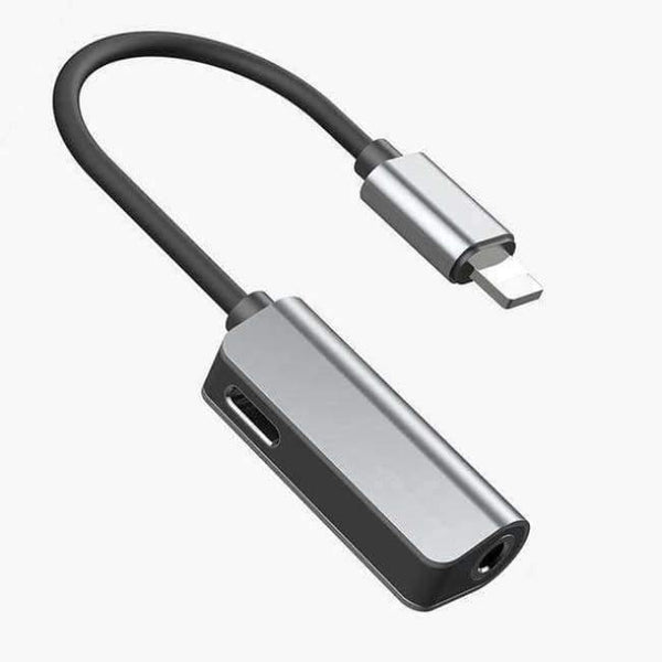 Planet Gates Gray 3 in 1 For Lightning Adapter to 3.5mm Headphone Jack For iPhone 7 8 Charging Audio Adapter For iPhone X Charger Splitter