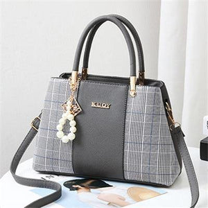 Planet Gates Gray / (30cm<Max Length<50cm) PU Leather Large Capacity Woman Handbag Grid Shoulder Bag Fashion Casual Luxury Designer Crossbody Women Handbags