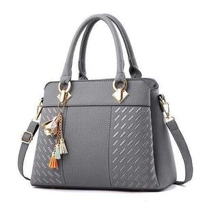 Planet Gates Gray / 31x14x23cm Women Handbags Tassel PU Leather Totes Bag Top-handle Embroidery Crossbody Bag Shoulder Bag Lady Simple Style Hand Bags