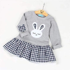 Planet Gates Gray / 3T Quality Spring Baby Girl Clothes Girl Baby Dress Long Sleeve Cartoon Embroiderie Bunny Princess Dress Clothes 3 Designs