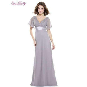 Planet Gates Gray / 4 / China Evening Dresses  Padded Trailing Flutter Sleeve Long Women Gown 2018 New Chiffon Summer Style Special Occasion Dresses
