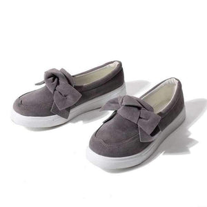 Planet Gates Gray / 4 MCCKLE Women Loafers Plus Size Platform Slip On Bowtie Flat Shoes Sewing Casual Bowknot Shoe For Female Flock Moccasins Footwear
