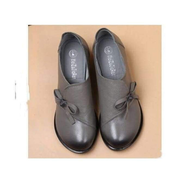 Planet Gates Gray / 4 RUSHIMAN Spring Autumn Fashion Loafers 100% Genuine Leather Single Shoes Soft Casual Flat Shoes Women Flats mother shoes 35-40 #