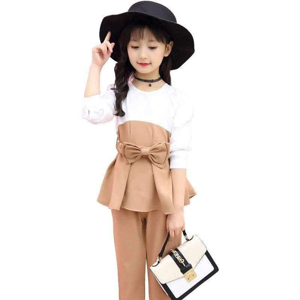 Planet Gates gray / 4T Teenagers girls clothes for 4- 14 yrs girls fashion 3pcs children clothing set long sleeve t-shirt+pants+belt kids outfit