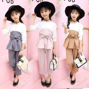 Planet Gates gray / 4T Teenagers girls clothes for 4- 14 yrs girls fashion 3pcs children clothing set long sleeve t-shirt+pants+belt kids outfit