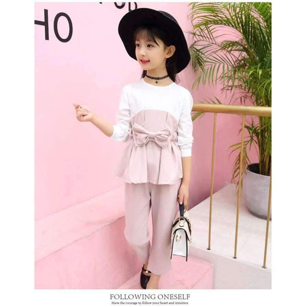 Planet Gates gray / 4T Teenagers girls clothes for 4- 14 yrs girls fashion 3pcs children clothing set long sleeve t-shirt+pants+belt kids outfit