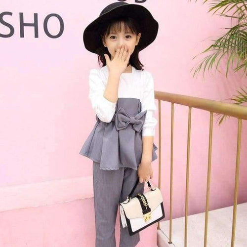 Planet Gates gray / 4T Teenagers girls clothes for 4- 14 yrs girls fashion 3pcs children clothing set long sleeve t-shirt+pants+belt kids outfit