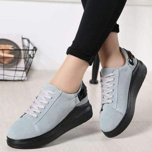Planet Gates Gray / 5 PINSEN 2017 Autumn Women Flats Women Leather Suede Lace up Platform Sneakers Thick Heel Casual Boat Shoes Ladies Oxfords Shoes