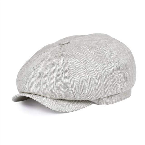 Planet Gates Gray / 56-57 cm Summer Linen Newsboy Cap Men Women Herringbone Bakerboy Caps Lightweight Breathable Flat Hat Apple Beret Hats 007