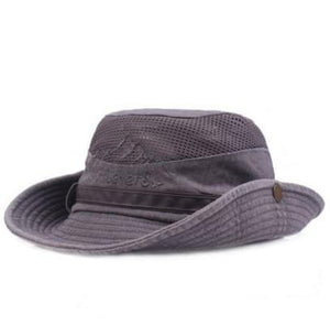 Planet Gates gray / 58-60cm Men's Cap Summer Mesh Breathable Retro 100% Cotton Bucket Hat Panama Jungle Fishing Hats Novelty Dad's Beach Cap
