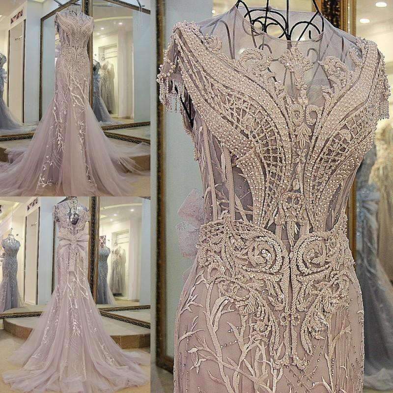 Planet Gates Gray / 6 / 100cm Custom Made Sleeveless O-Neck Embroidery Crystal Mermaid Wedding Dress 2018 Wedding Dresses Trumpet Court Train