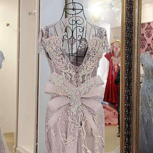 Planet Gates Gray / 6 / 100cm Custom Made Sleeveless O-Neck Embroidery Crystal Mermaid Wedding Dress 2018 Wedding Dresses Trumpet Court Train