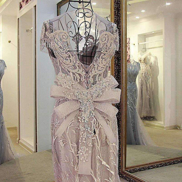 Planet Gates Gray / 6 / 100cm Custom Made Sleeveless O-Neck Embroidery Crystal Mermaid Wedding Dress 2018 Wedding Dresses Trumpet Court Train