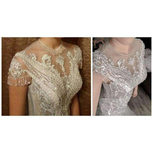 Planet Gates Gray / 6 / 100cm Custom Made Sleeveless O-Neck Embroidery Crystal Mermaid Wedding Dress 2018 Wedding Dresses Trumpet Court Train