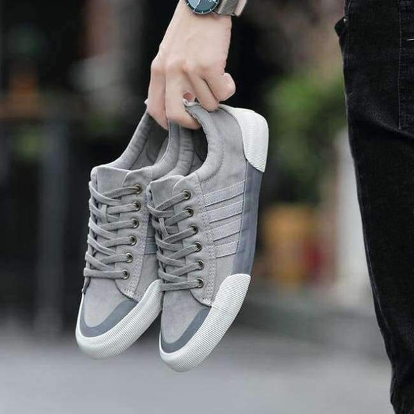 Planet Gates Gray / 6.5 SHANTA Men Canvas Shoes 2018 Fashion Solid Color Men Vulcanized Shoes Lace-up Casual White Couple Shoes Men Sneakers