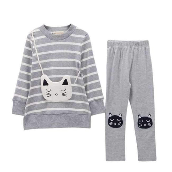 Planet Gates Gray / 6 Autumn Winter Girls Clothes Set Teenage Girls Clothing Sets Strip T-Shirt+Pant 2pcs Kids Girl Sport Suit Children Clothes