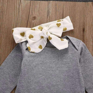 Planet Gates Gray / 6M Newborn baby bebe Infant girl clothes Long sleeve gray red heart Tops Goldden Love Pants Headband 3Pcs Baby Girls Clothing Sets