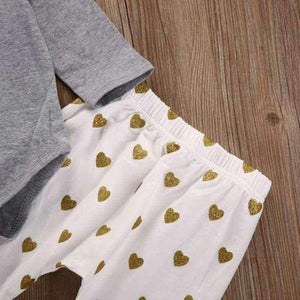 Planet Gates Gray / 6M Newborn baby bebe Infant girl clothes Long sleeve gray red heart Tops Goldden Love Pants Headband 3Pcs Baby Girls Clothing Sets