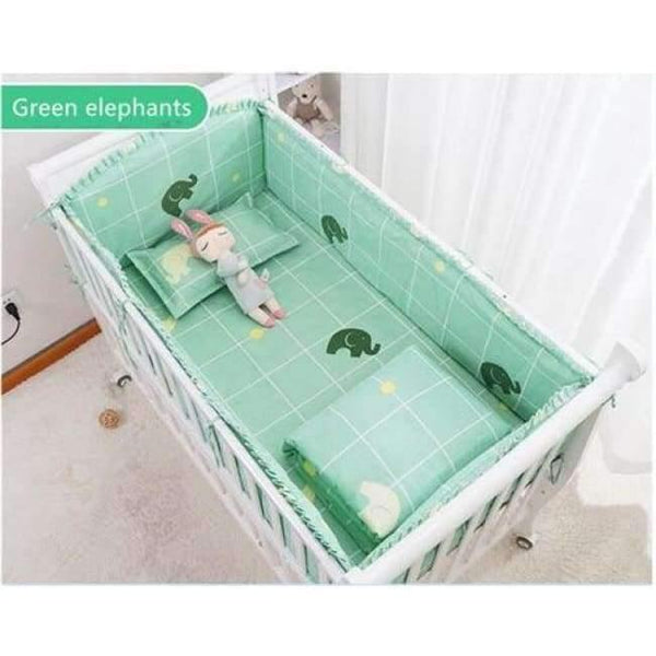 Planet Gates Gray 6Pcs Cartoon Baby Bedding Sets Baby Crib Bumpers Bed Around Cot Bed Sheets 100%Cotton Thickening Customizable Baby Beddings