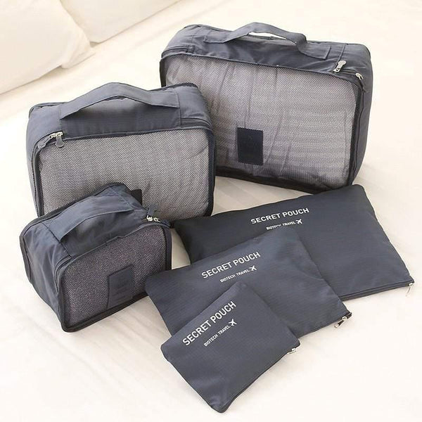 Planet Gates gray 6PCS Men and Women Travel  Bag Clothes Underwear Bra Packing Cube Luggage Organizer Pouch Family Closet Divider Organiser Bags