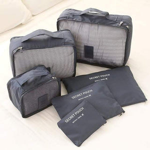 Planet Gates gray 6PCS Men and Women Travel  Bag Clothes Underwear Bra Packing Cube Luggage Organizer Pouch Family Closet Divider Organiser Bags