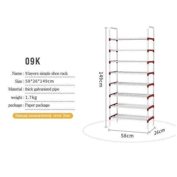 Planet Gates gray 9 Layers Shoe Rack with handrail Galvanized steel pipe shoe cabinet shoe organizer removable shoe storage for home furniture