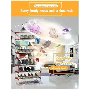 Planet Gates gray 9 Layers Shoe Rack with handrail Galvanized steel pipe shoe cabinet shoe organizer removable shoe storage for home furniture