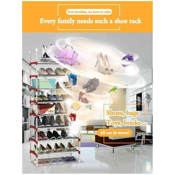 Planet Gates gray 9 Layers Shoe Rack with handrail Galvanized steel pipe shoe cabinet shoe organizer removable shoe storage for home furniture