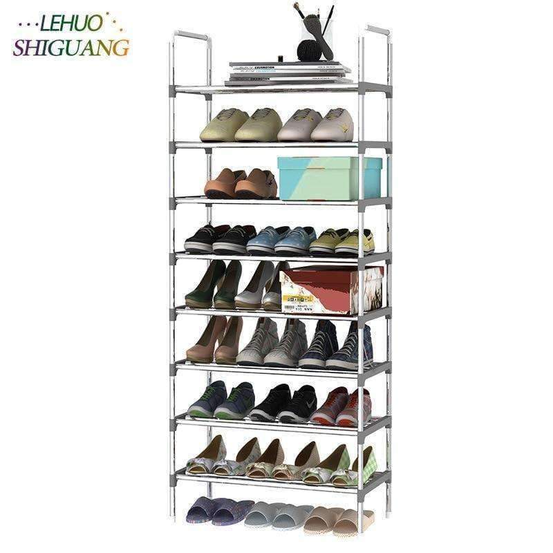 Planet Gates gray 9 Layers Shoe Rack with handrail Galvanized steel pipe shoe cabinet shoe organizer removable shoe storage for home furniture