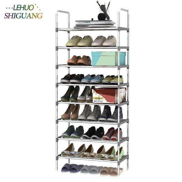 Planet Gates gray 9 Layers Shoe Rack with handrail Galvanized steel pipe shoe cabinet shoe organizer removable shoe storage for home furniture