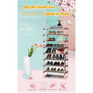 Planet Gates gray 9 Layers Shoe Rack with handrail Galvanized steel pipe shoe cabinet shoe organizer removable shoe storage for home furniture