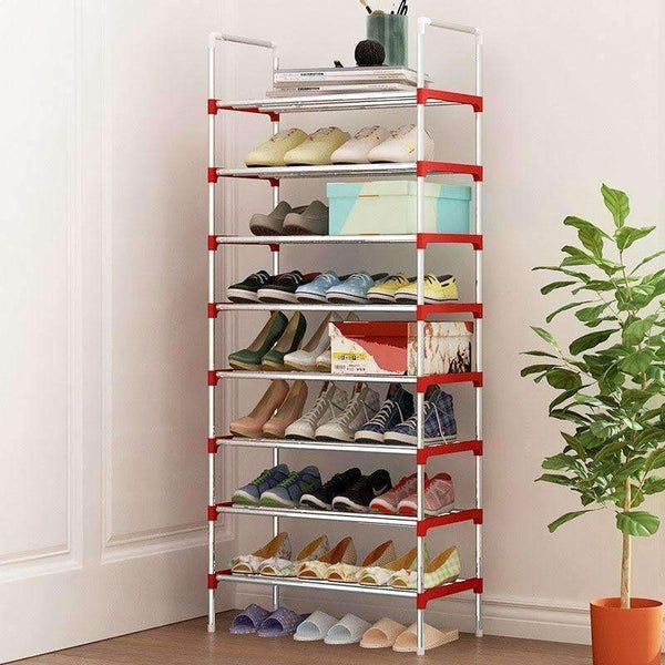Planet Gates gray 9 Layers Shoe Rack with handrail Galvanized steel pipe shoe cabinet shoe organizer removable shoe storage for home furniture