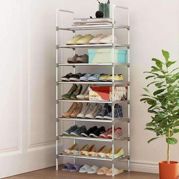 Planet Gates gray 9 Layers Shoe Rack with handrail Galvanized steel pipe shoe cabinet shoe organizer removable shoe storage for home furniture
