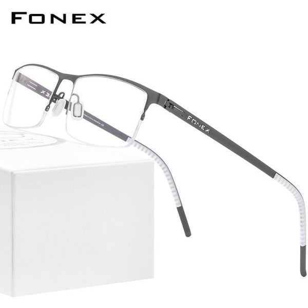 Planet Gates Gray Alloy Glasses Frame Men Square Myopia Prescription Optical Eyeglasses 2020 New Metal Half Korean Screwless Eyewear 992