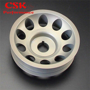 Planet Gates Gray Aluminum Light-Weight Crankshaft Crank Pulley Fits For Subaru Impreza WRX STI Gray/Red/Black