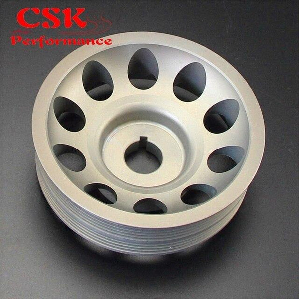 Planet Gates Gray Aluminum Light-Weight Crankshaft Crank Pulley Fits For Subaru Impreza WRX STI Gray/Red/Black