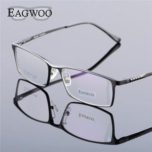 Planet Gates Gray Aluminum Men Wide Face Prescription Eyeglasses  Full Rim Optical Frame Business Eye Glasses