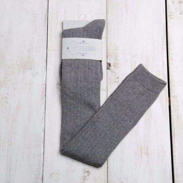 Planet Gates Gray Autumn and winter Vertical stripe long tube knee socks cuff anti-skid Stockings Thigh High Thick stocking tights