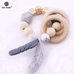 Planet Gates gray Baby Nursing Feather Bracelet 1pc Wooden Teething Beads DIY Jewelry Private Personalized Baby Toy Bracelet Teether