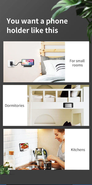 Planet Gates Gray Baseus Metal Wall Mount Holder for iPhone Power bank Strong Adhesive Mobile Phone Holder Stand for Samsung Huawei Charger Socket