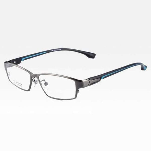 Planet Gates Gray-Blue Reven Jate EJ267 Fashion Men Eyeglasses Frame Ultra Light-weighted Flexible IP Electronic Plating Metal Material Rim Glasses