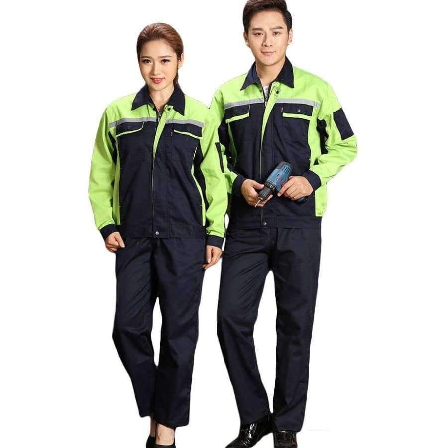 Planet Gates gray blue / S Men Women Work Clothing Jacket and Pants Workwear Sets Reflective strip Long Sleeve Workers Labor Uniforms Plus Size Overalls
